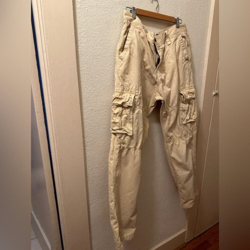 Fuhao Men’s Cotton Cargo Light Tan Pants Size 38